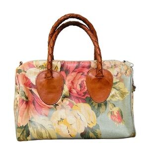 Vintage Nordic House Designs Coated Canvas Green Floral Tote